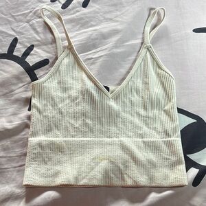 Forever 21 Cream Ribbed Tank Top